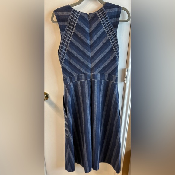 Carolina Herrera Navy and Light Blue Striped Midi Dress - Picture 6 of 6